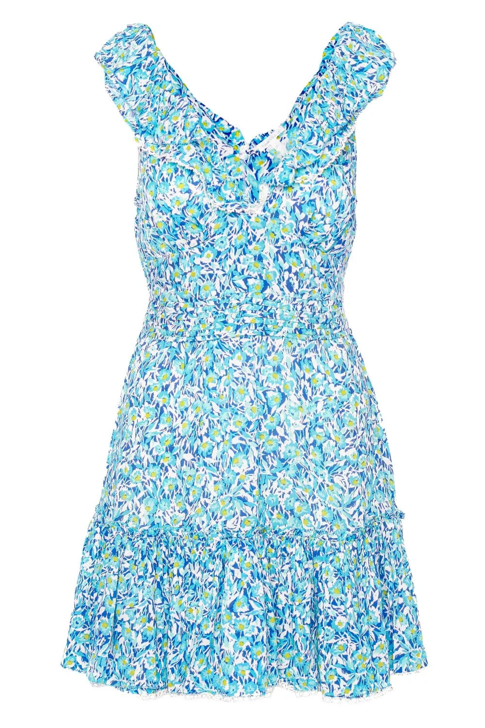 Bruna Blue Ocean Flowers Mini Dress