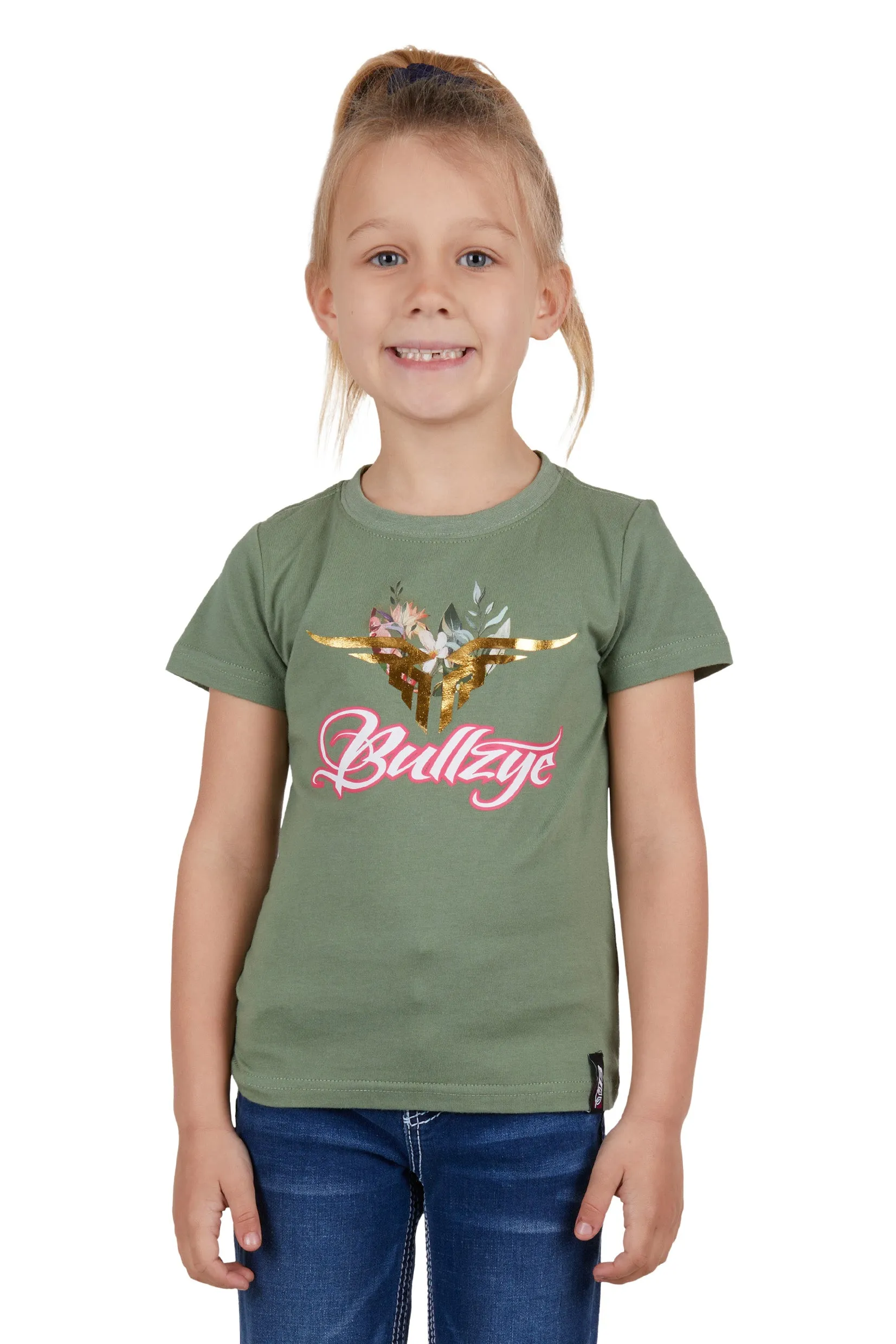 Bullzye Girls Foliage S/S Tee - Moss - B3S5503321