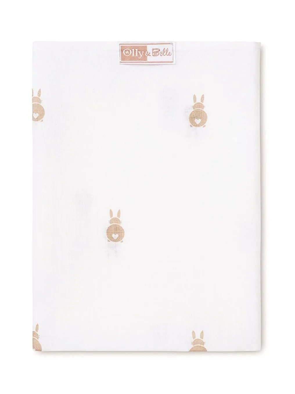 Bunny Print 100% Cotton Muslin Square By Olly & Belle