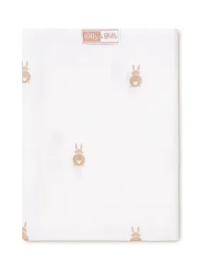 Bunny Print 100% Cotton Muslin Square By Olly & Belle