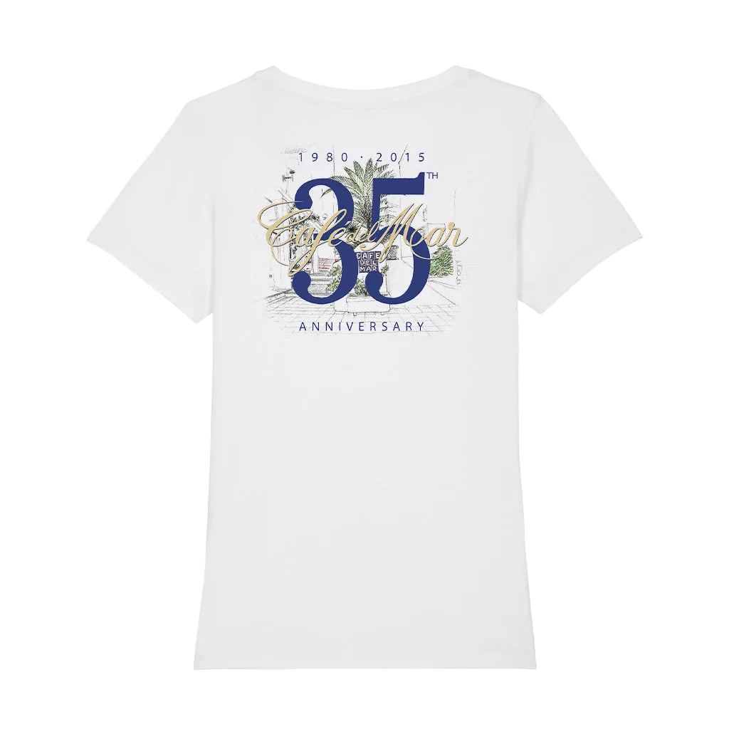 Café del Mar 35th Anniversary Logo Front And Back Print Women's Iconic Fitted T-Shirt