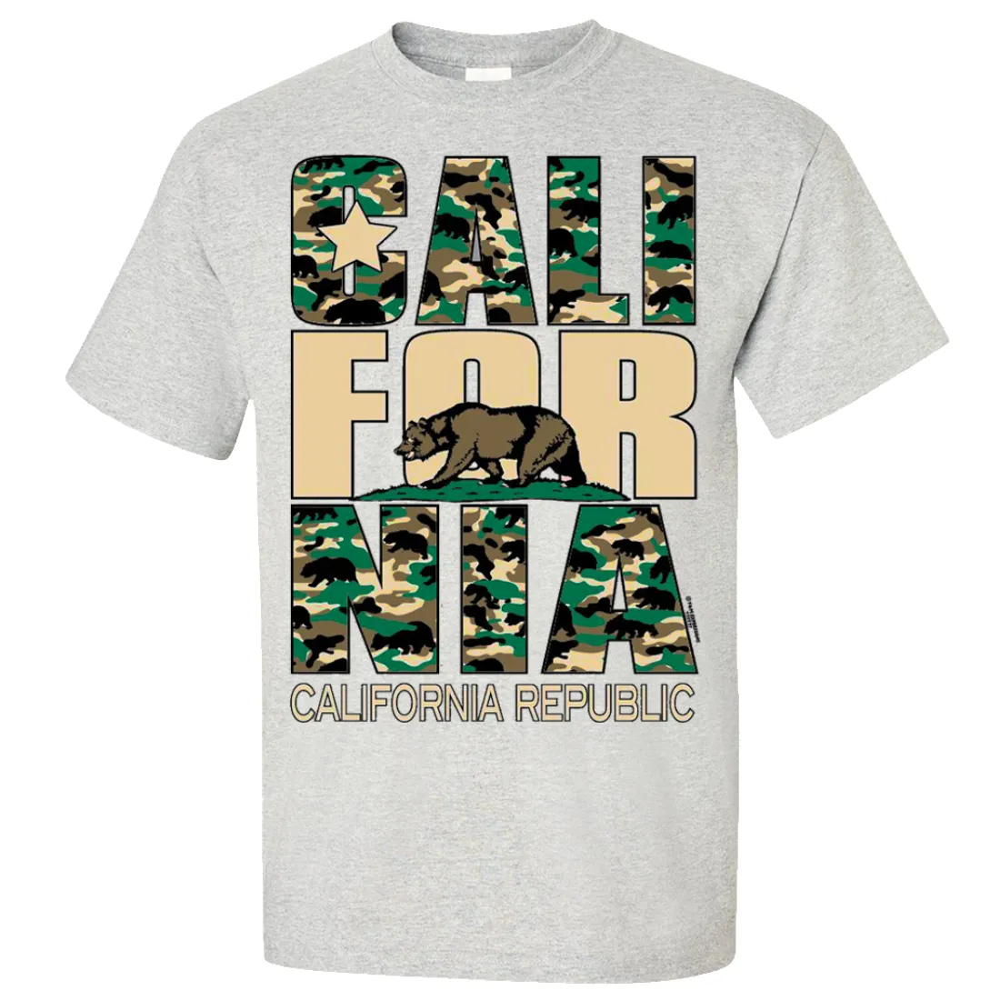 California Flag Retro Camo Camouflage Asst Colors T-shirt