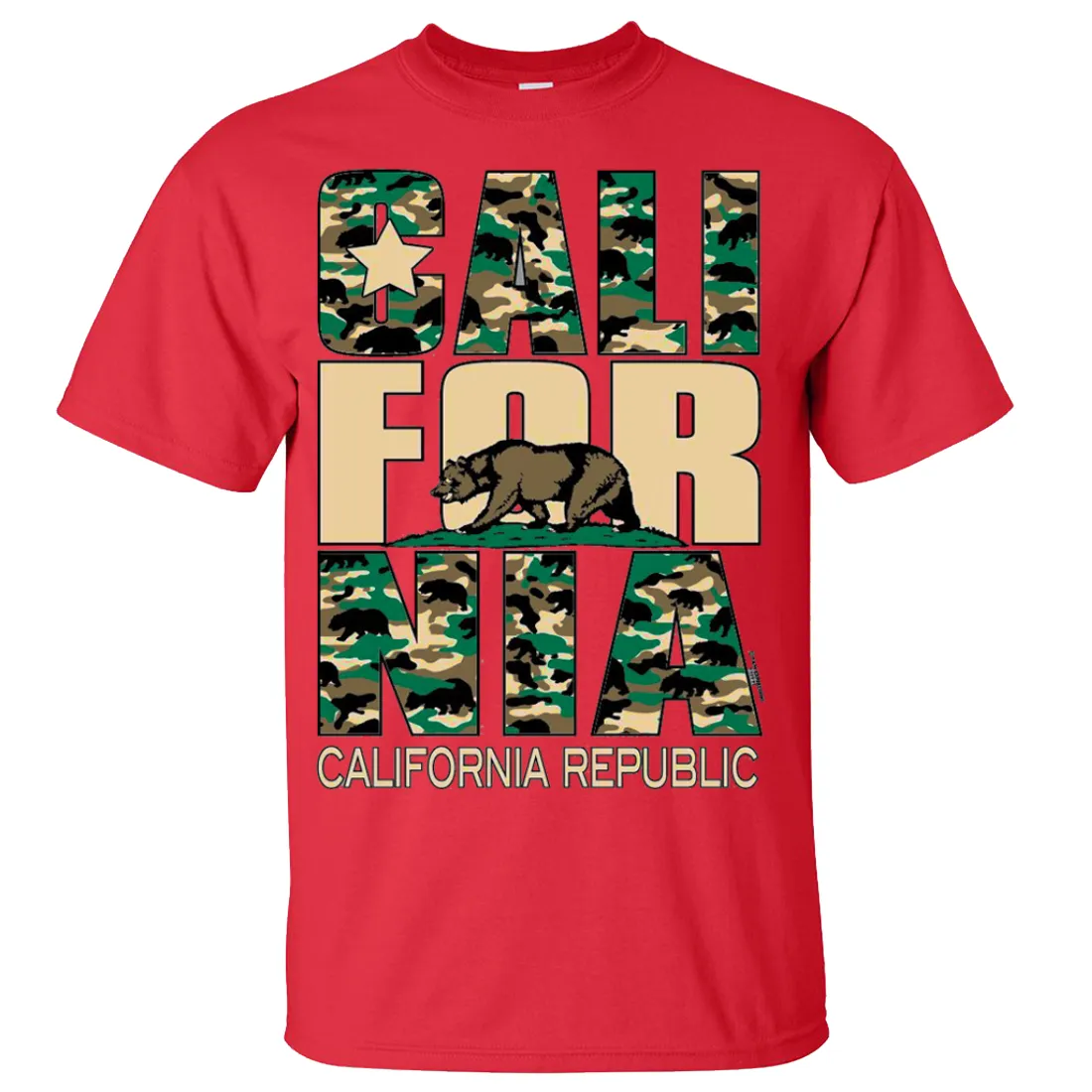 California Flag Retro Camo Camouflage Asst Colors T-shirt