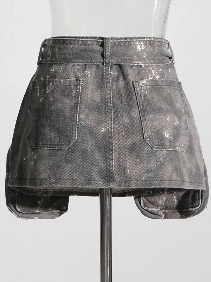 Camouflage Denim Mini Skirt