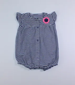 CARTERS BLUE STRIPED ROMPER 6M EUC