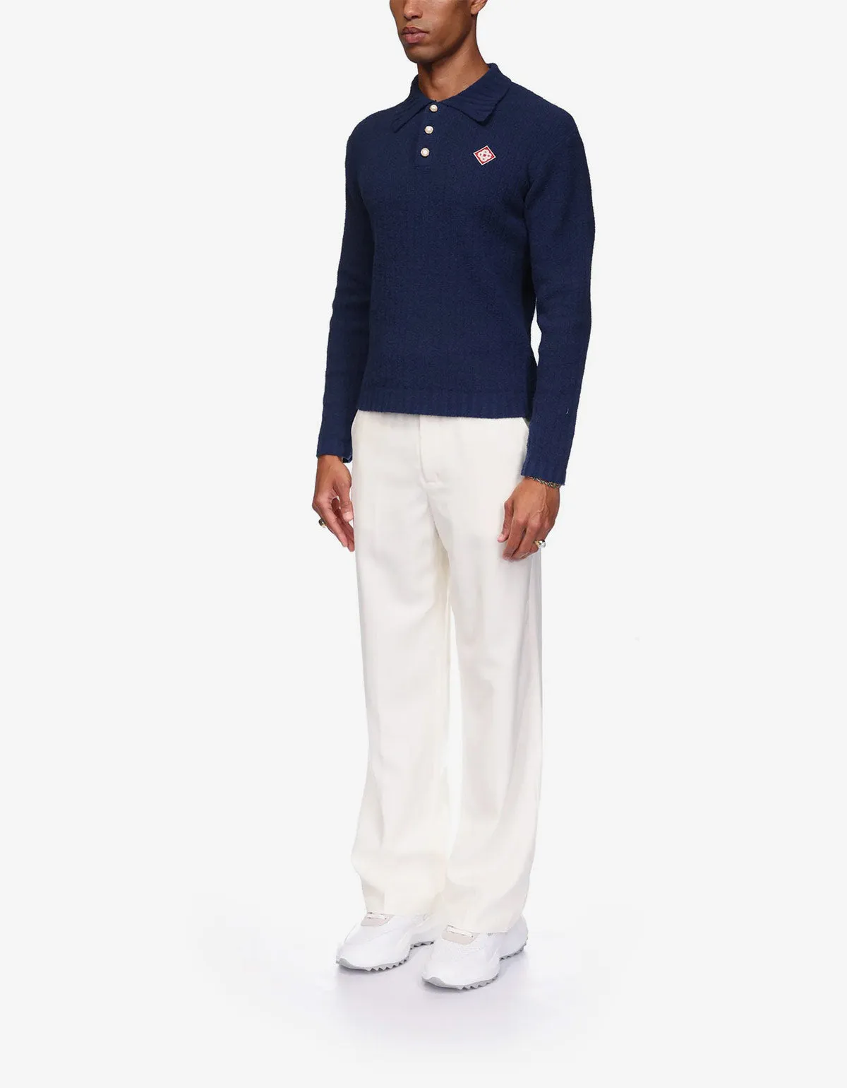 Casablanca Navy LS Boucle Polo Shirt