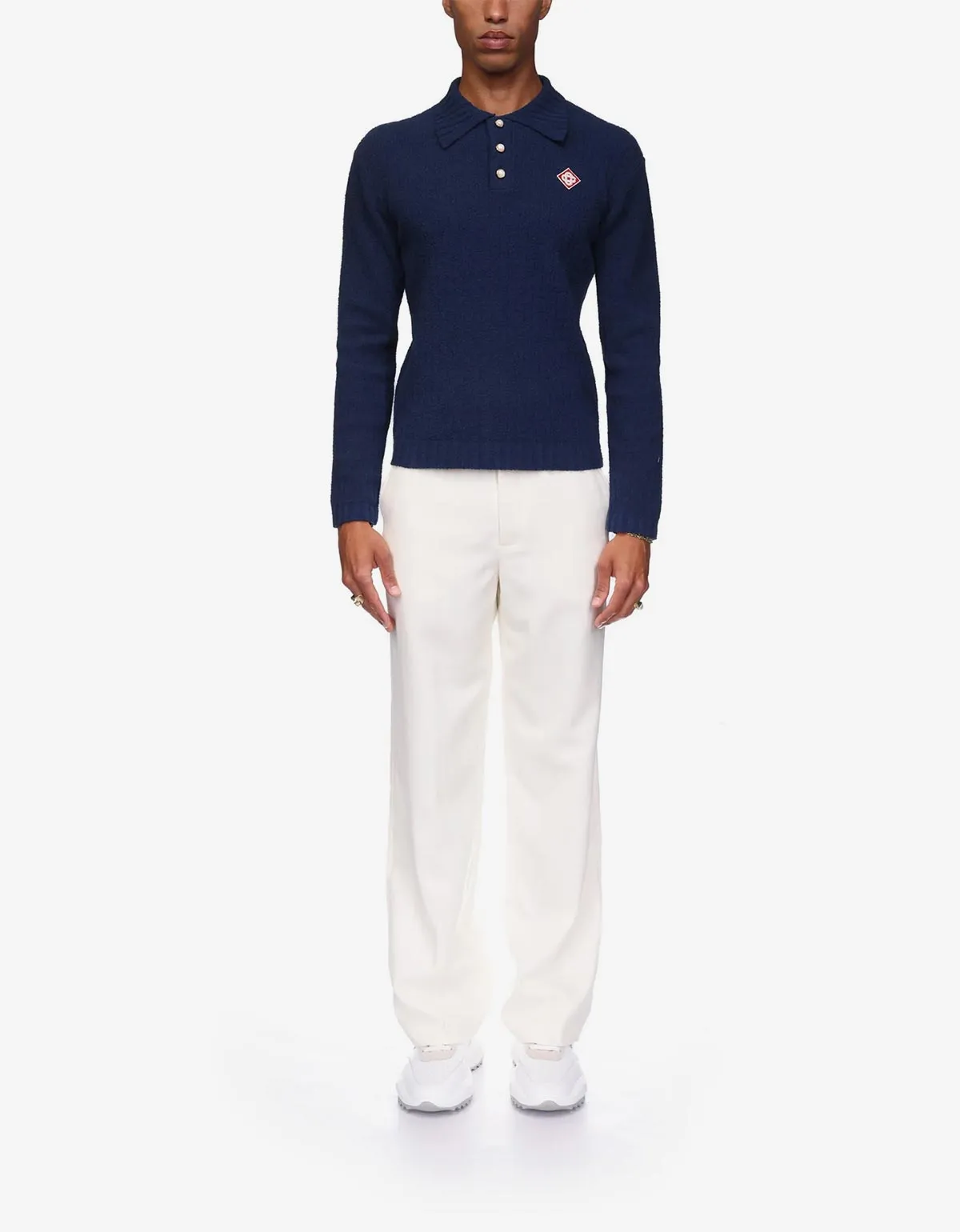 Casablanca Navy LS Boucle Polo Shirt