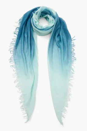 Cashmere and Silk Scarf Blue Steel Dip Dyed