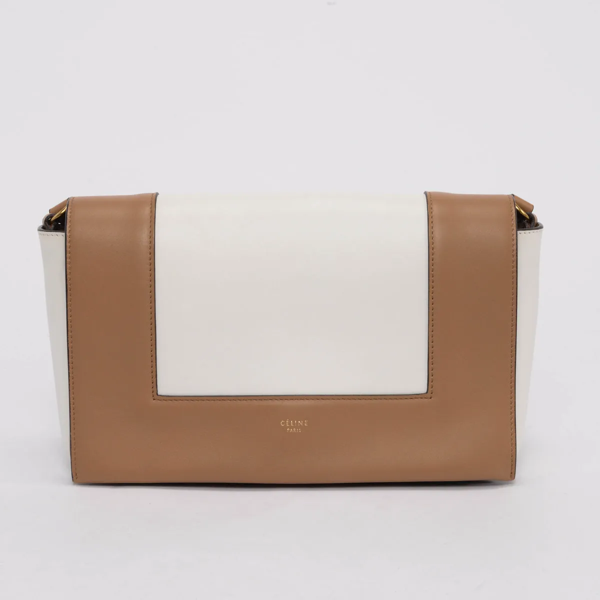 Celine Camel Brown & White Calfskin Medium Frame Bag