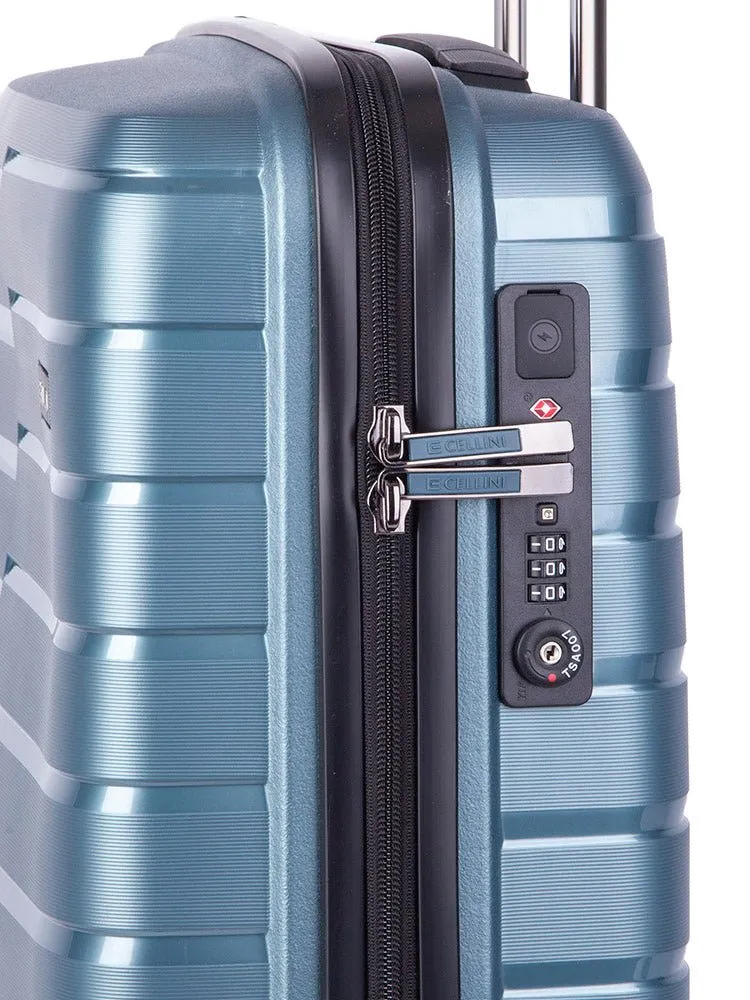 Cellini Microlite Hardshell 53cm Spinner Carry On Steel Blue (2.43kg)