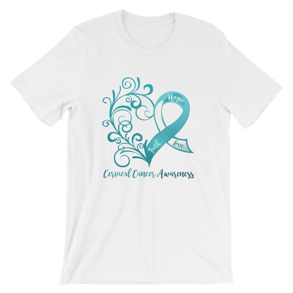 Cervical Cancer Awareness Heart T-Shirt - Several Colors Available