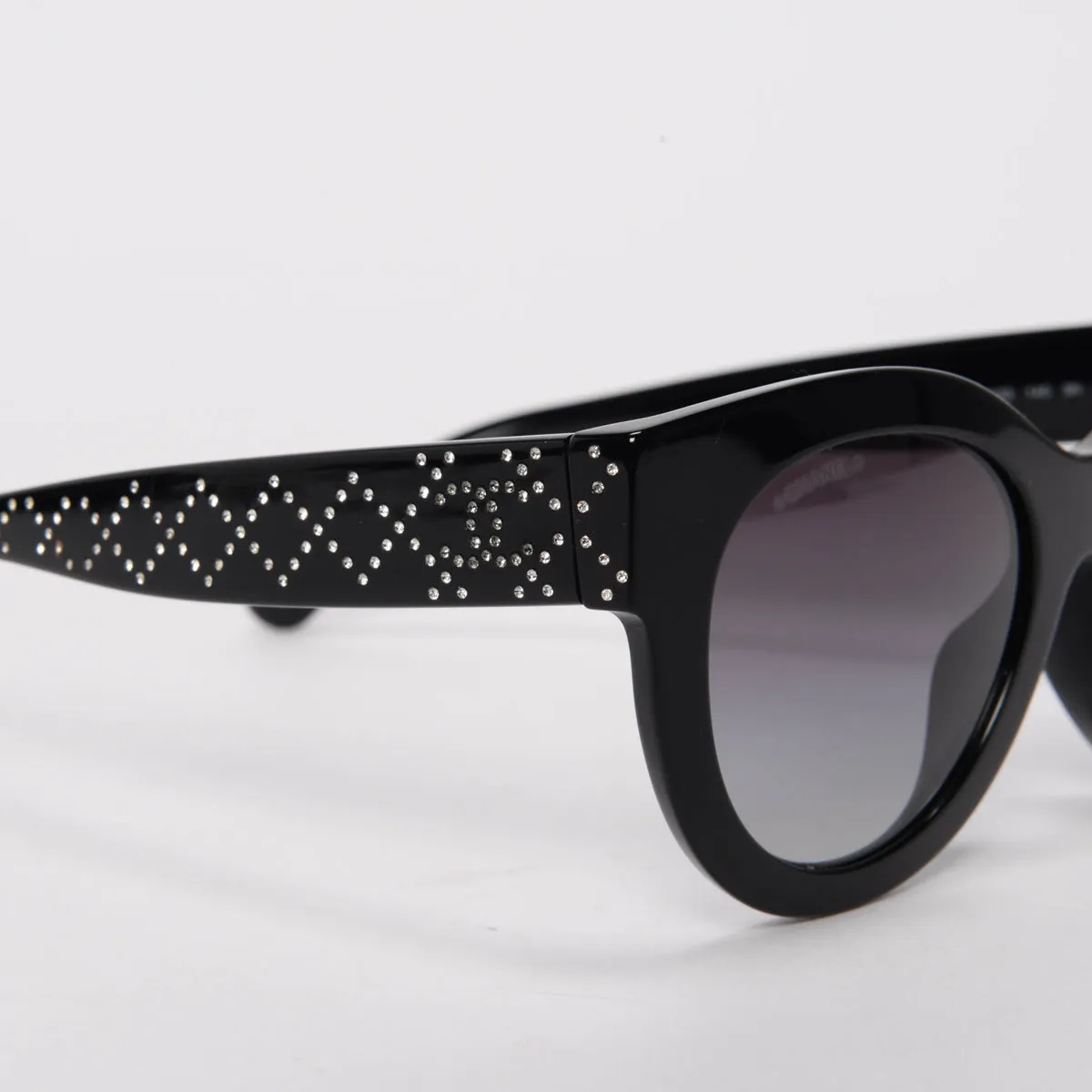 Chanel Black Diamonte Quilted Arm Sunglasses