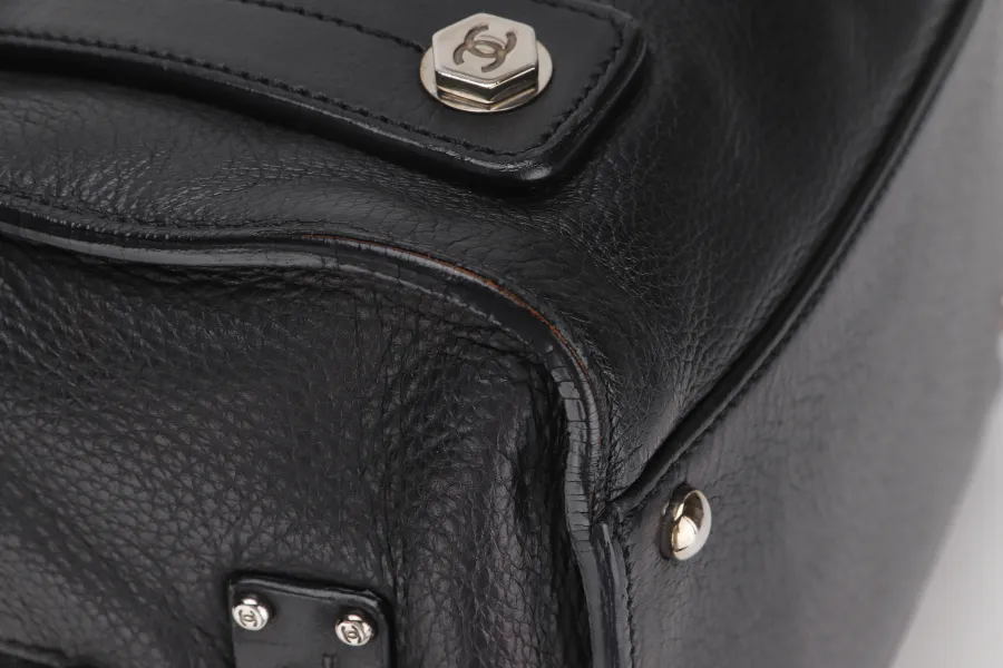 CHANEL BOLT BOWLER BAG (1009xxxx) BLACK GRAINED CALFSKIN SILVER HARDWARE, NO CARD & DUST COVER