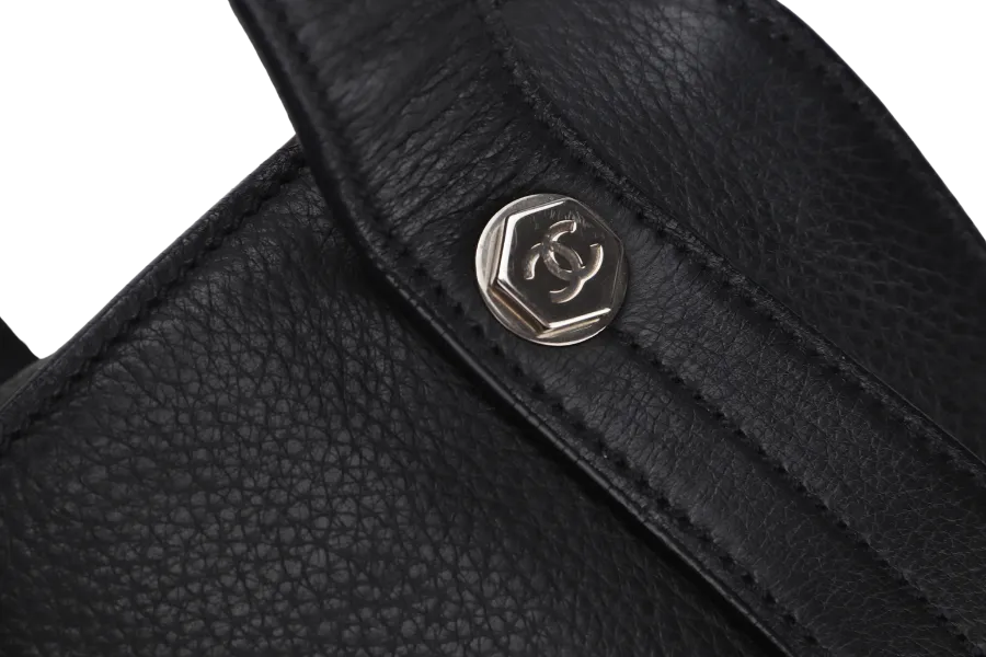 CHANEL BOLT BOWLER BAG (1009xxxx) BLACK GRAINED CALFSKIN SILVER HARDWARE, NO CARD & DUST COVER