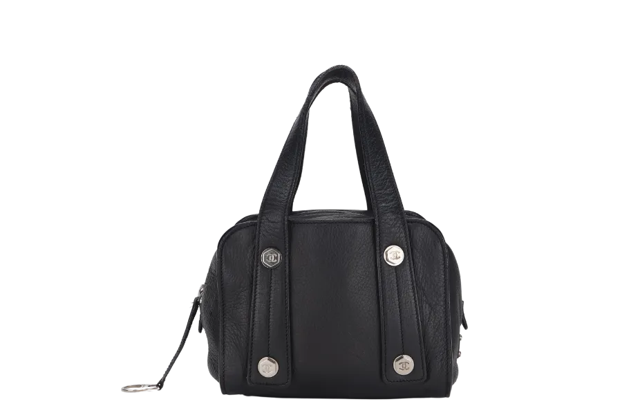 CHANEL BOLT BOWLER BAG (1009xxxx) BLACK GRAINED CALFSKIN SILVER HARDWARE, NO CARD & DUST COVER