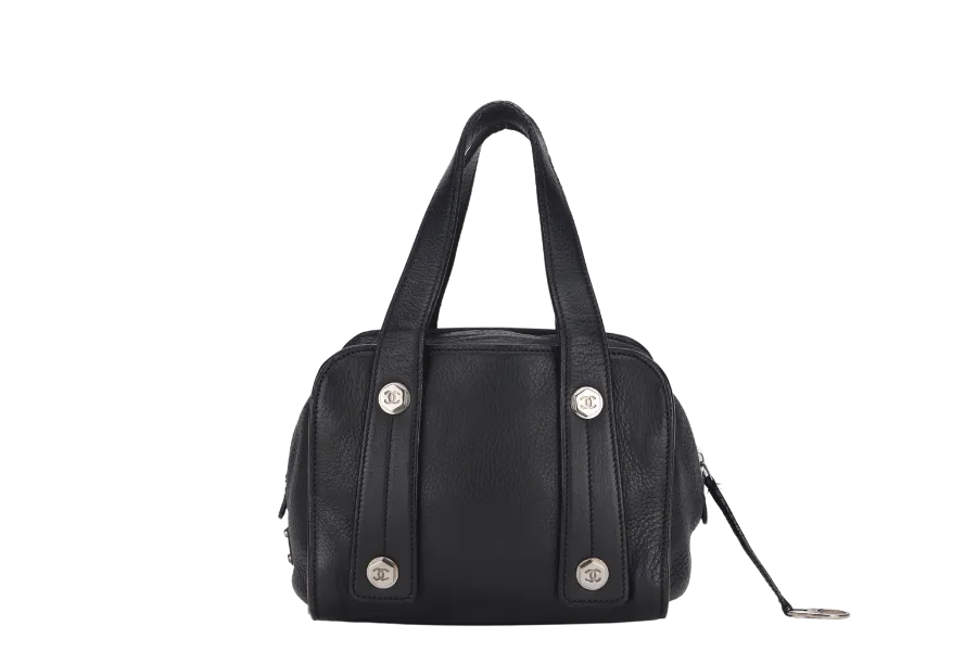 CHANEL BOLT BOWLER BAG (1009xxxx) BLACK GRAINED CALFSKIN SILVER HARDWARE, NO CARD & DUST COVER