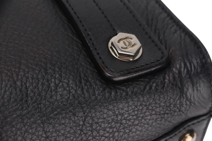 CHANEL BOLT BOWLER BAG (1009xxxx) BLACK GRAINED CALFSKIN SILVER HARDWARE, NO CARD & DUST COVER