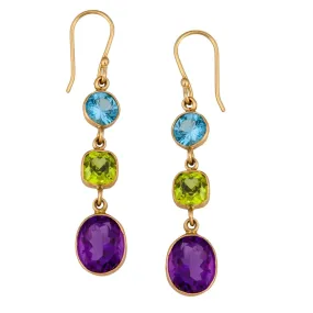 Charles Albert Alchemia - Multi Gemstone French Wire-Triple Earrings