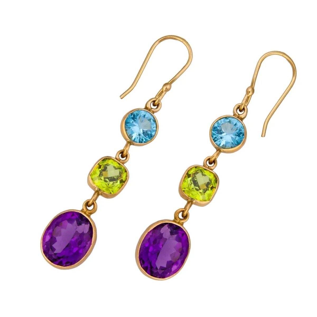 Charles Albert Alchemia - Multi Gemstone French Wire-Triple Earrings