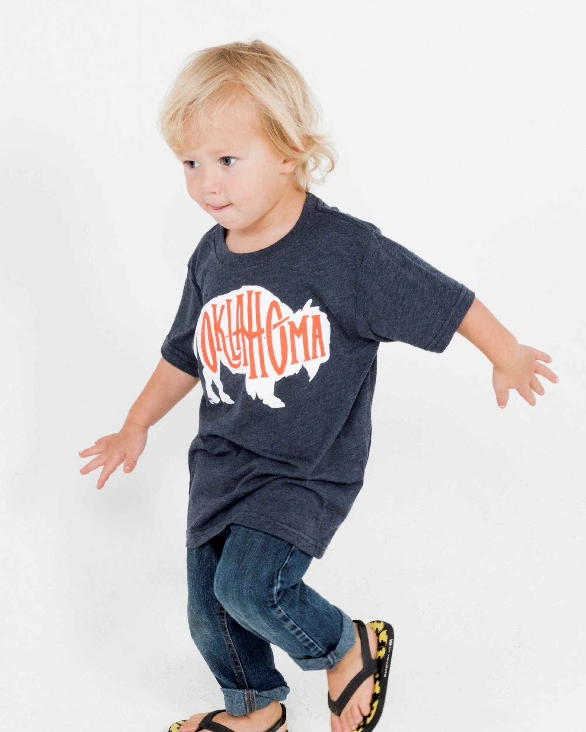 Children's Bison Oklahoma Navy Tee