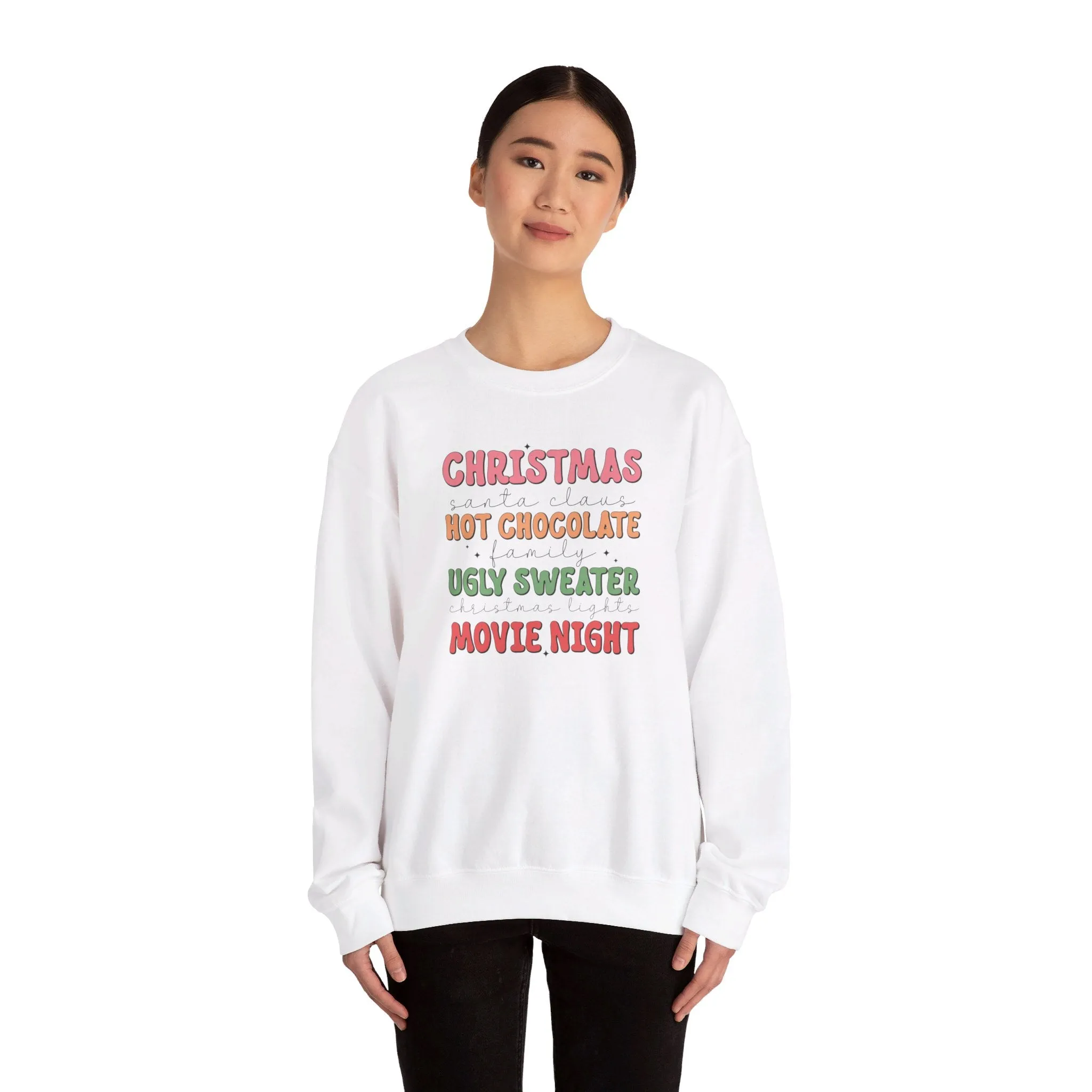 Christmas Movie, Hot Cocoa Unisex Heavy Blend™ Crewneck Sweatshirt