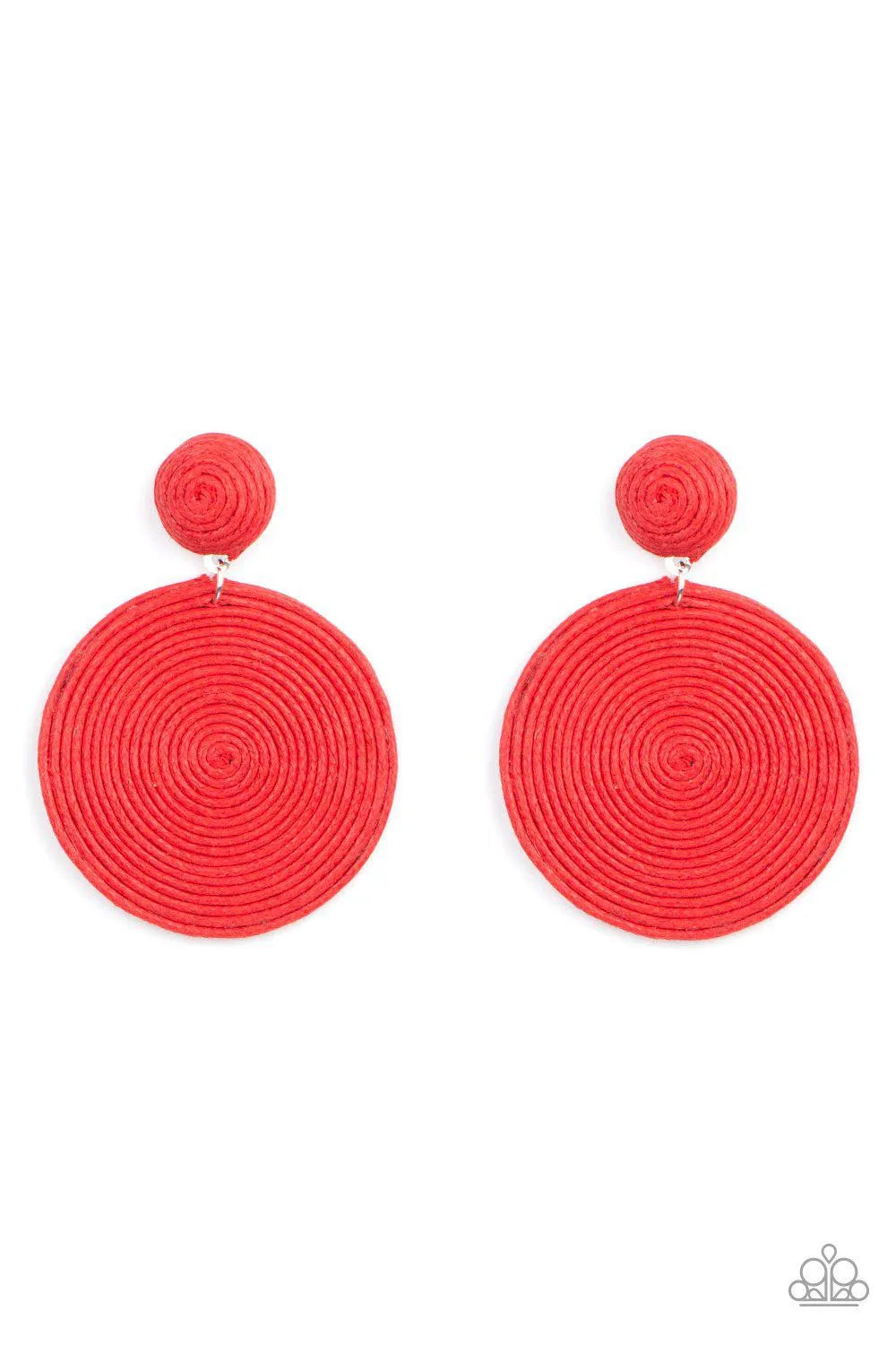 Circulate The Room Red Woven Post Earrings - Paparazzi Accessories