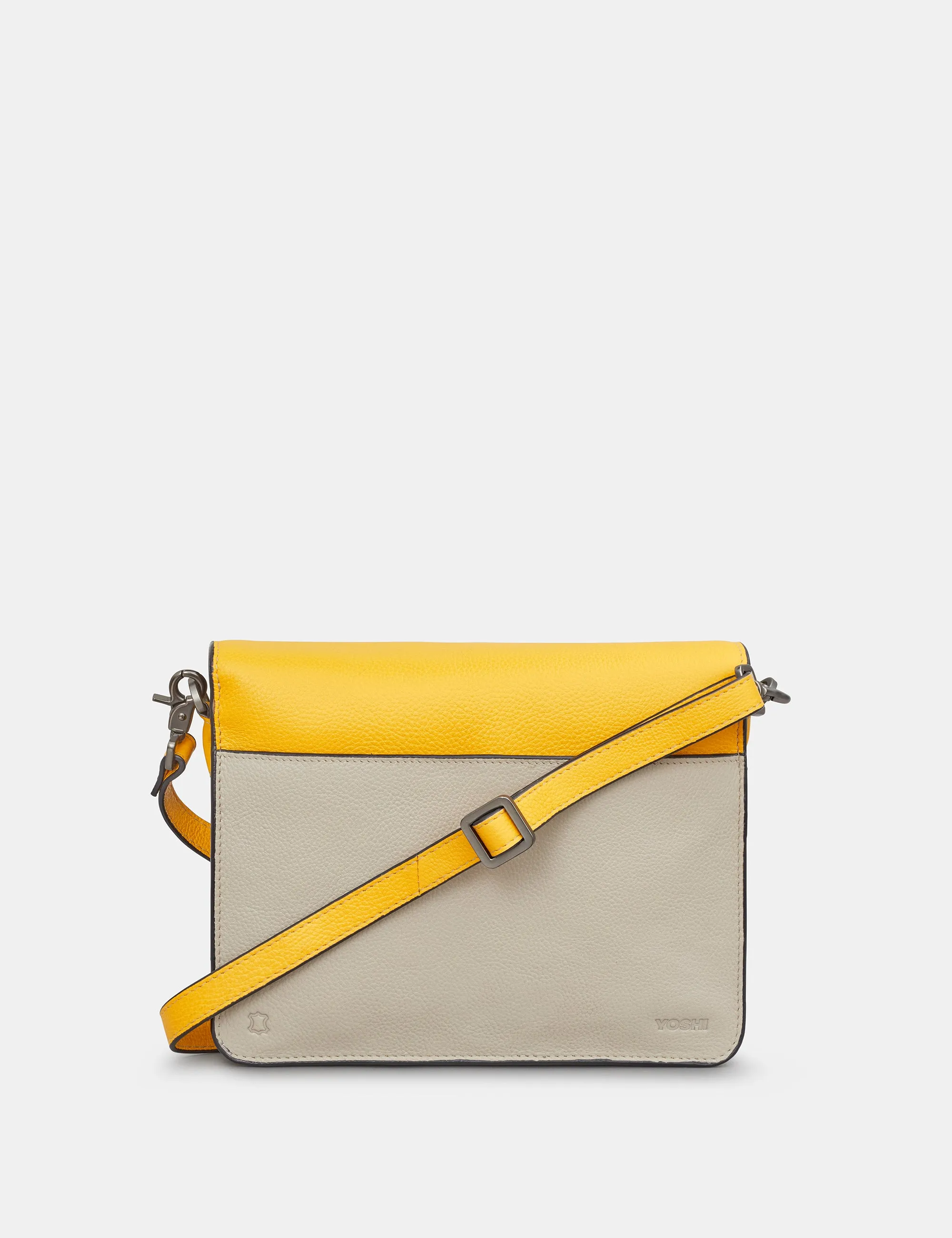 Coastal Colour Block Leather Flap Over Portland Cross Body Bag