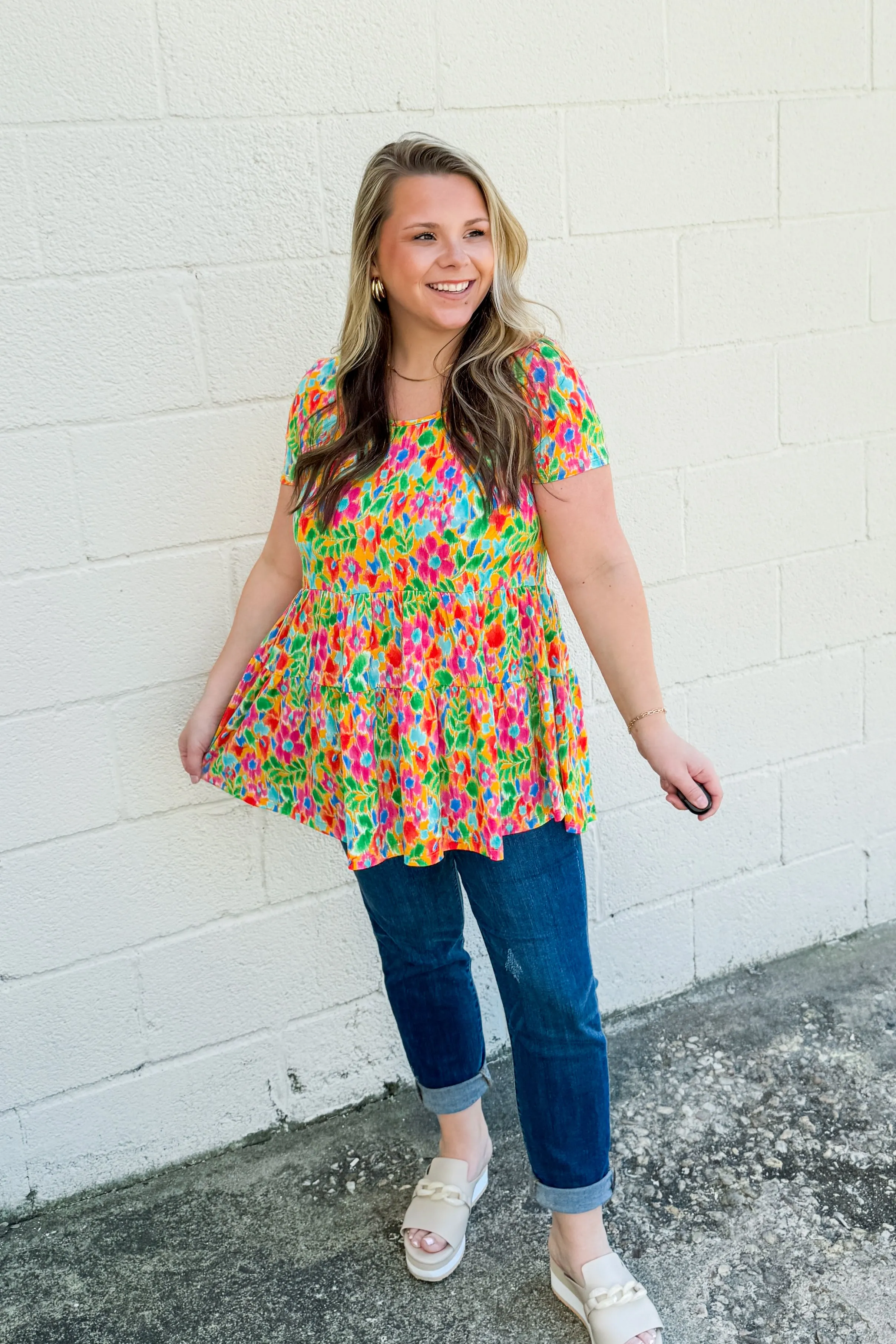 Color It Up Tiered Babydoll Top