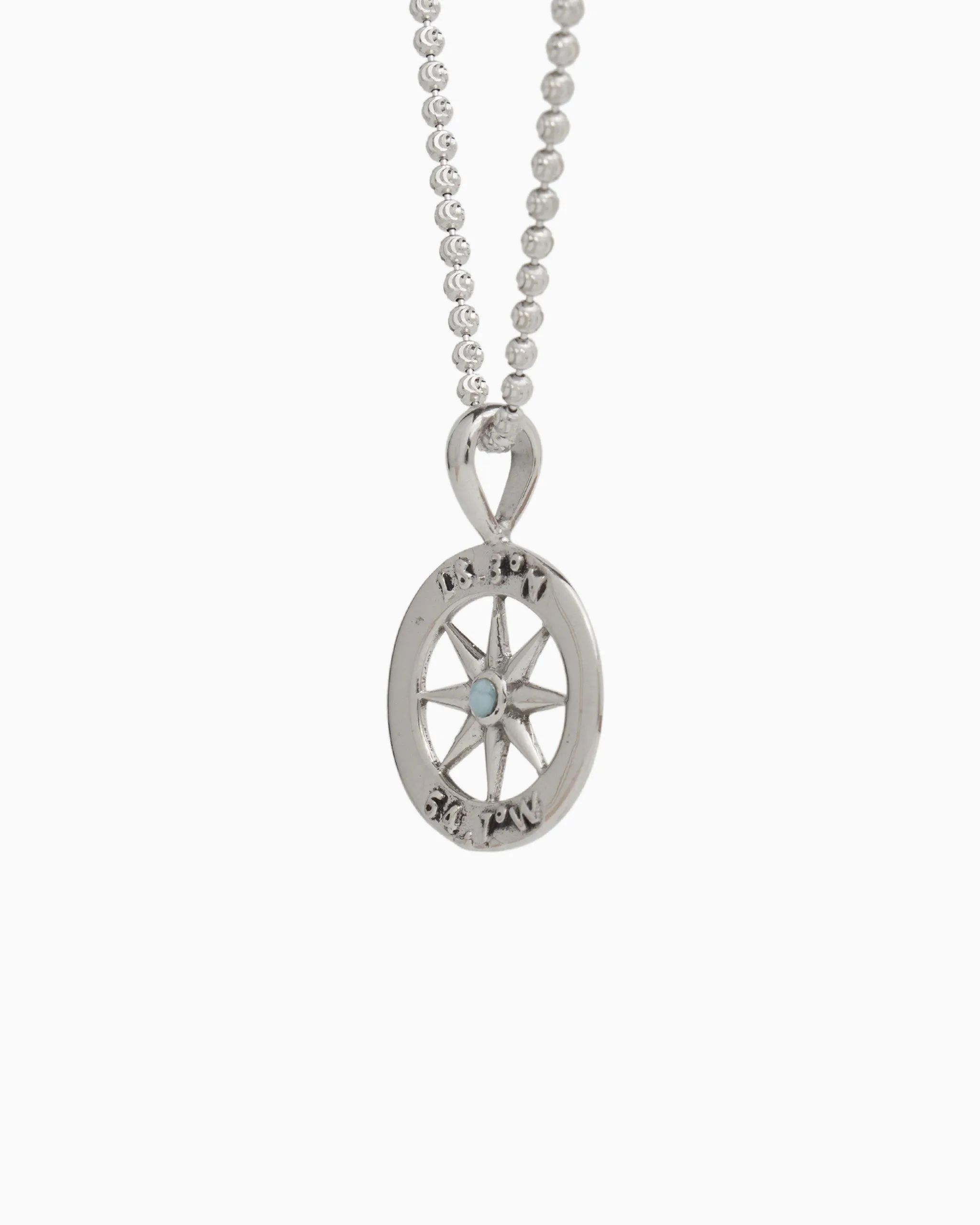 Compass Pendant with St. John Coordinates - Larimar