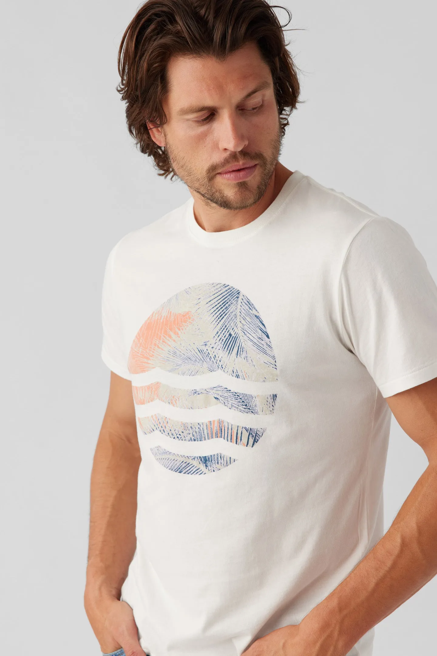 Coral Palm Waves Tee