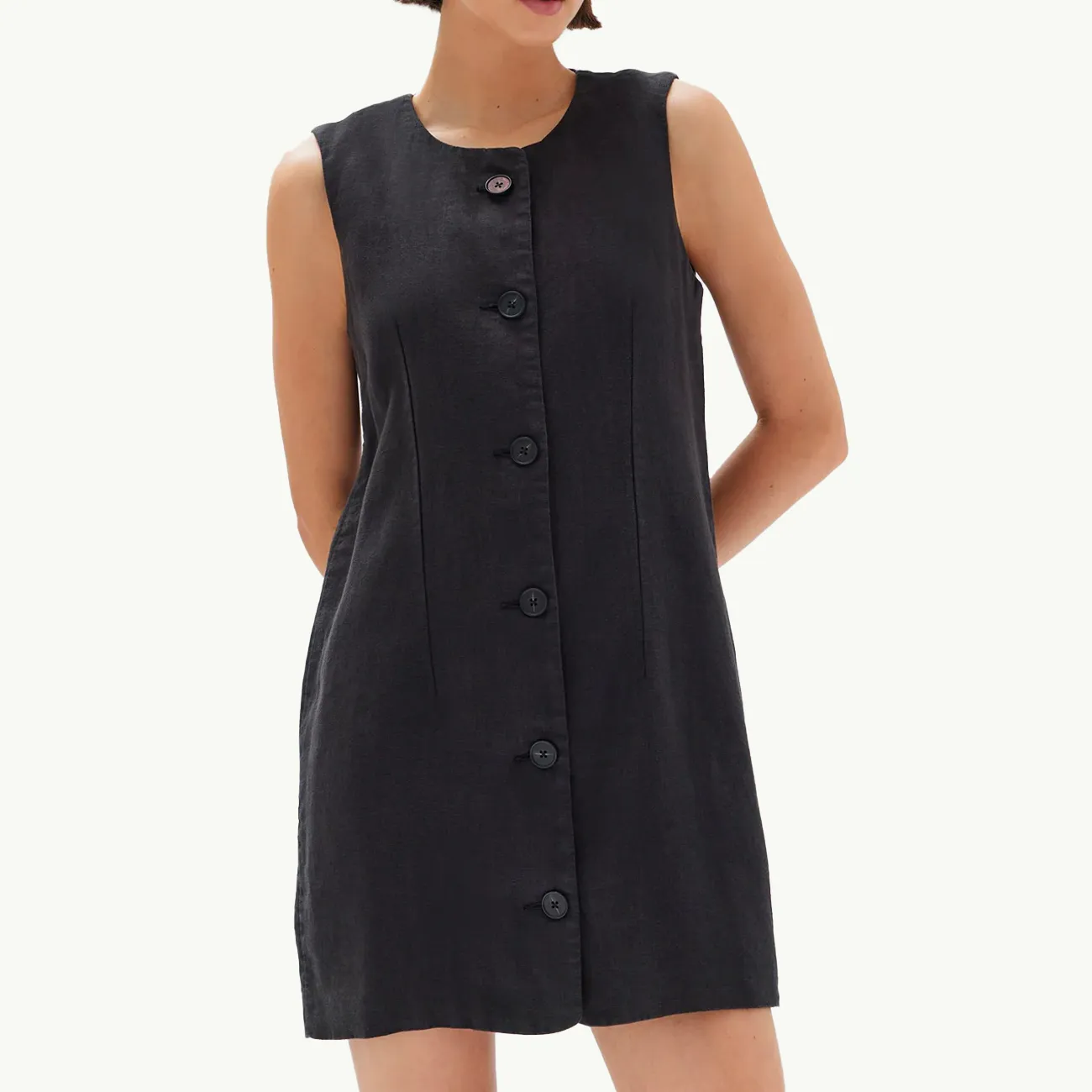 Coralie Linen Mini Dress - Black