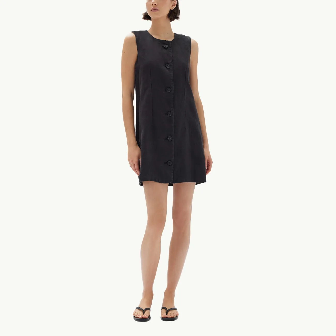 Coralie Linen Mini Dress - Black