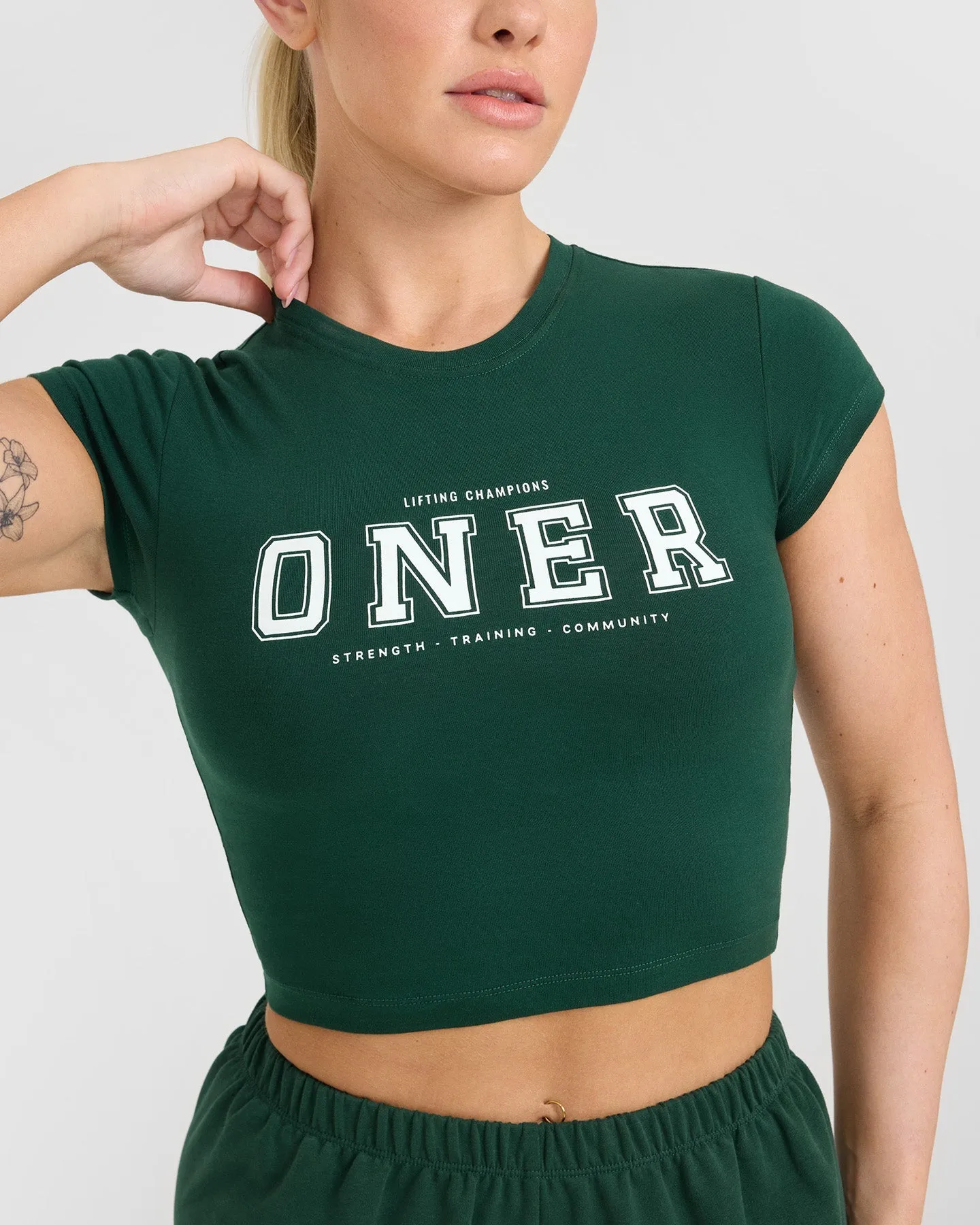 Cotton Baby T-Shirt with Printed Logo | Racing Green