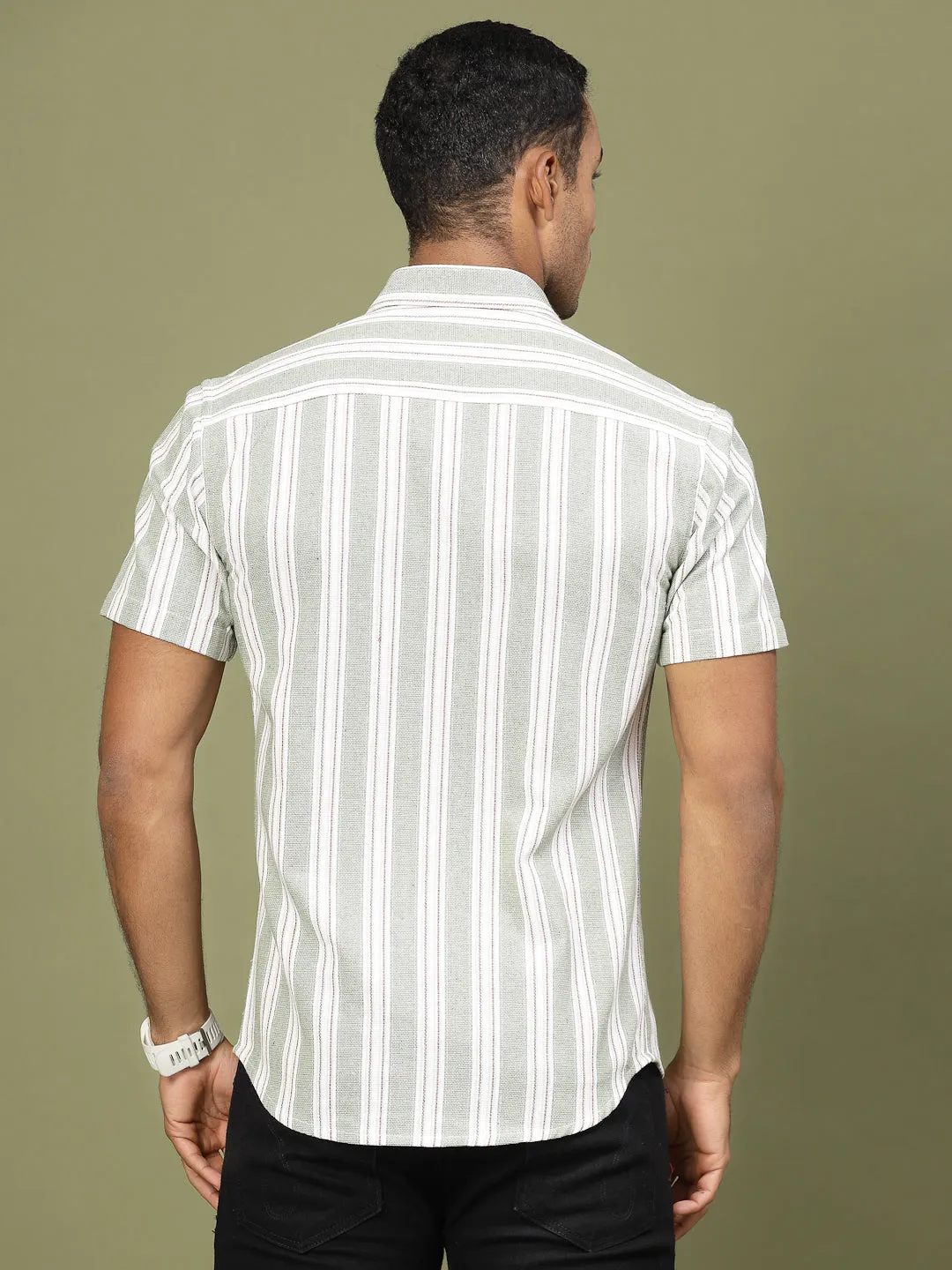 Cotton Stripe Tailored Utility Shirt