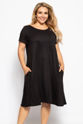 Crew Neckline Solid A-line Dress