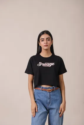 CROPPED EMBROIDERED TEE