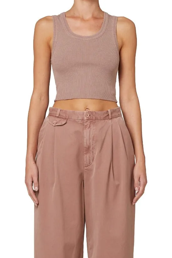 Cropped Poppy Tank - Dusty Mauve