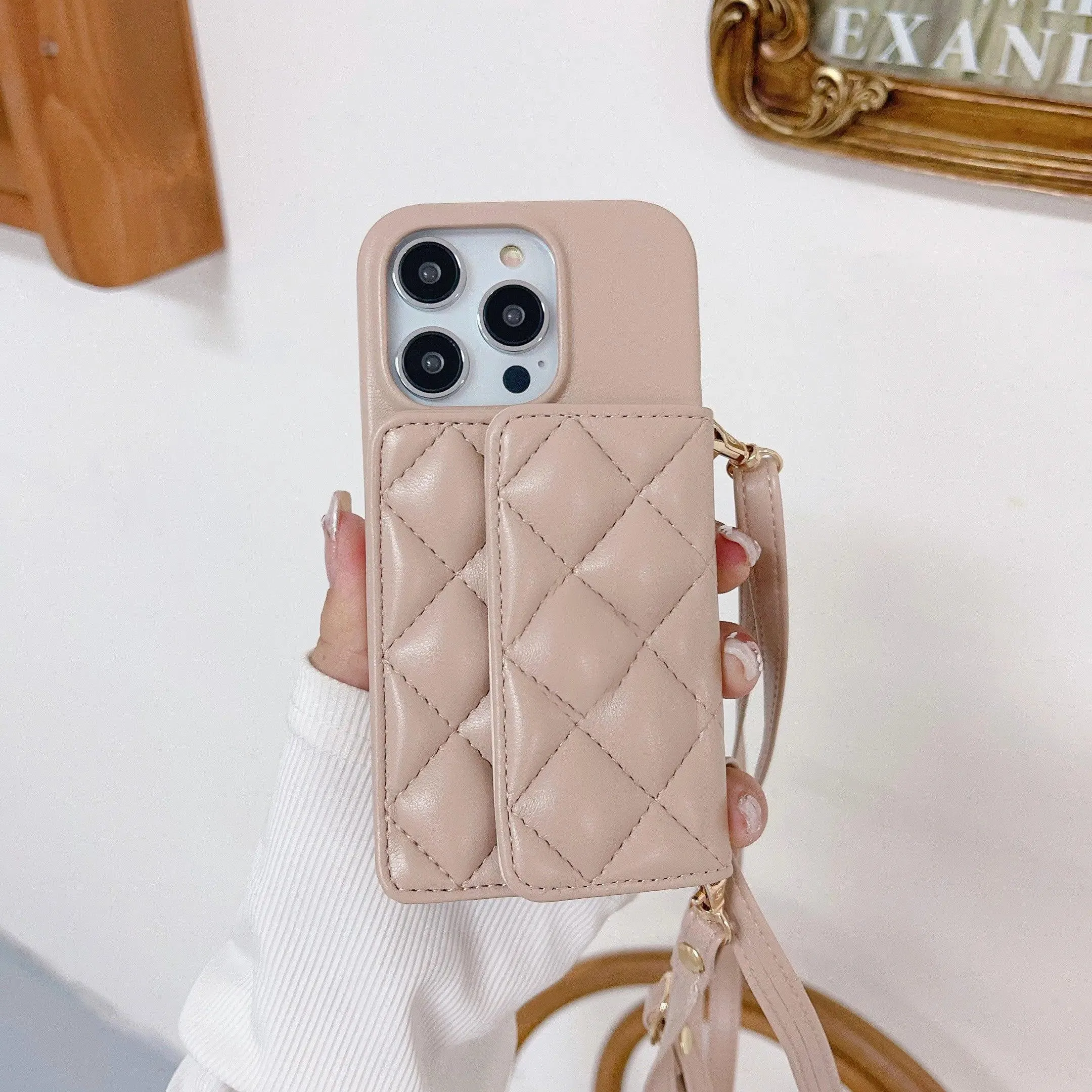 Cute Leather Wallet Card Crossbody Phone Case for iPhone 15, 14 Plus, 13, 12, and 11 Pro Max