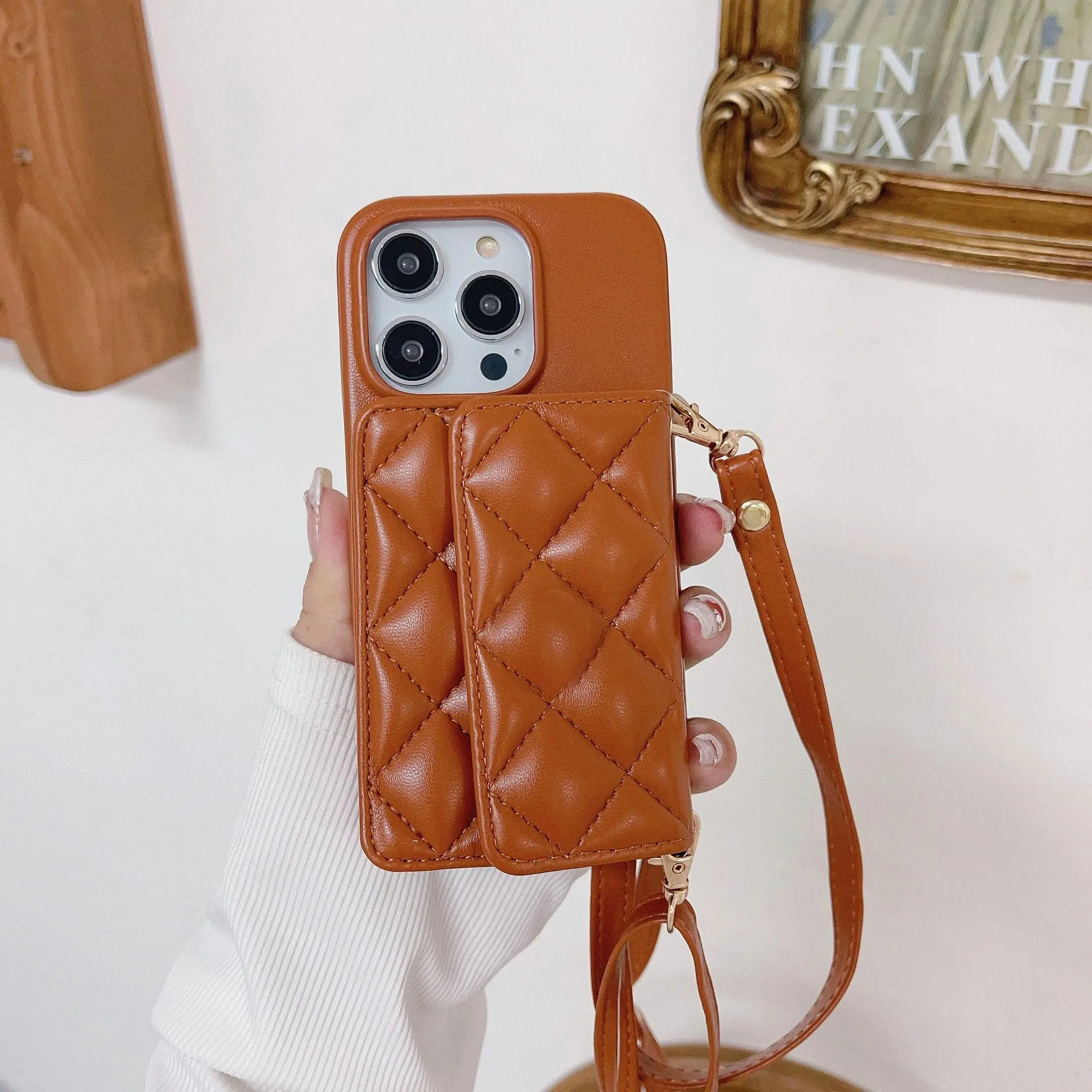 Cute Leather Wallet Card Crossbody Phone Case for iPhone 15, 14 Plus, 13, 12, and 11 Pro Max