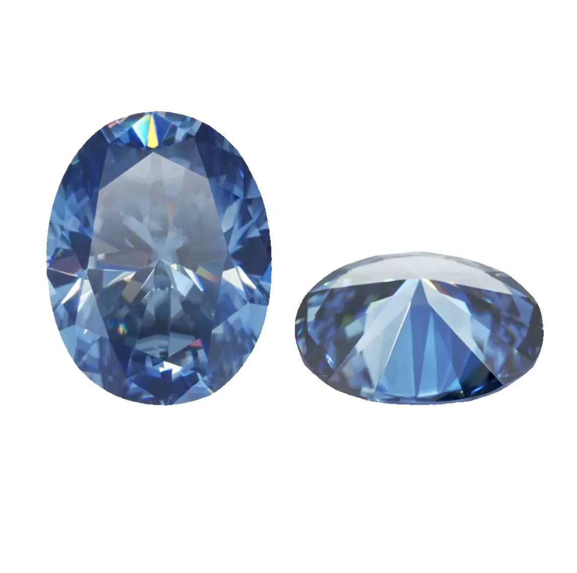 Deep Blue Oval Cut Moissanite Loose Stones