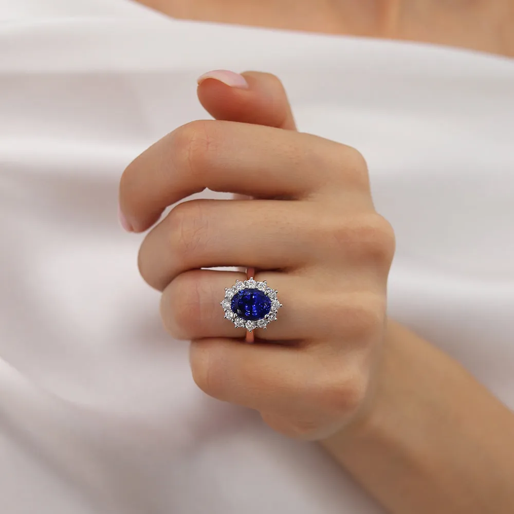 DIANA - Chatham® Blue Sapphire & Lab Diamond 18k Rose Gold