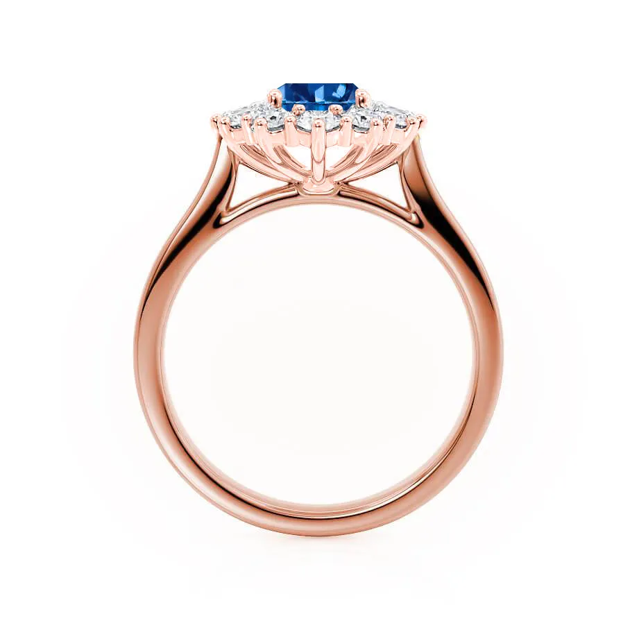 DIANA - Chatham® Blue Sapphire & Lab Diamond 18k Rose Gold