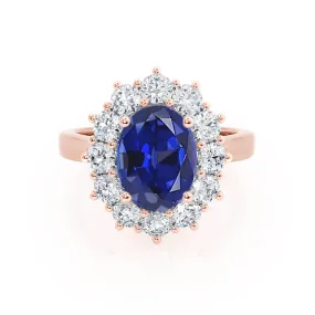 DIANA - Chatham® Blue Sapphire & Lab Diamond 18k Rose Gold