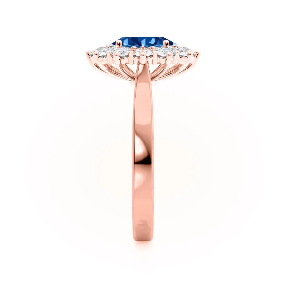 DIANA - Chatham® Blue Sapphire & Lab Diamond 18k Rose Gold