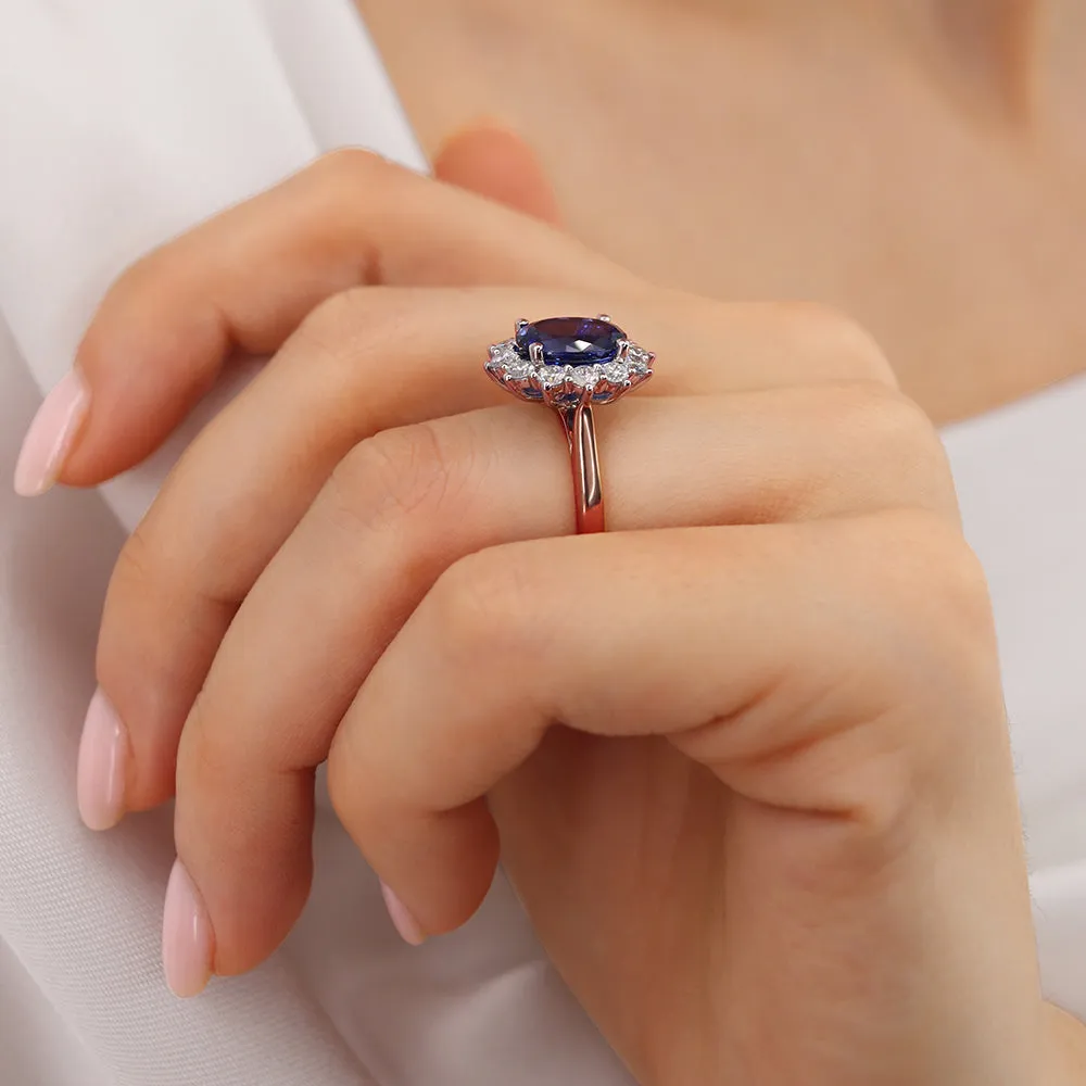 DIANA - Chatham® Blue Sapphire & Lab Diamond 18k Rose Gold