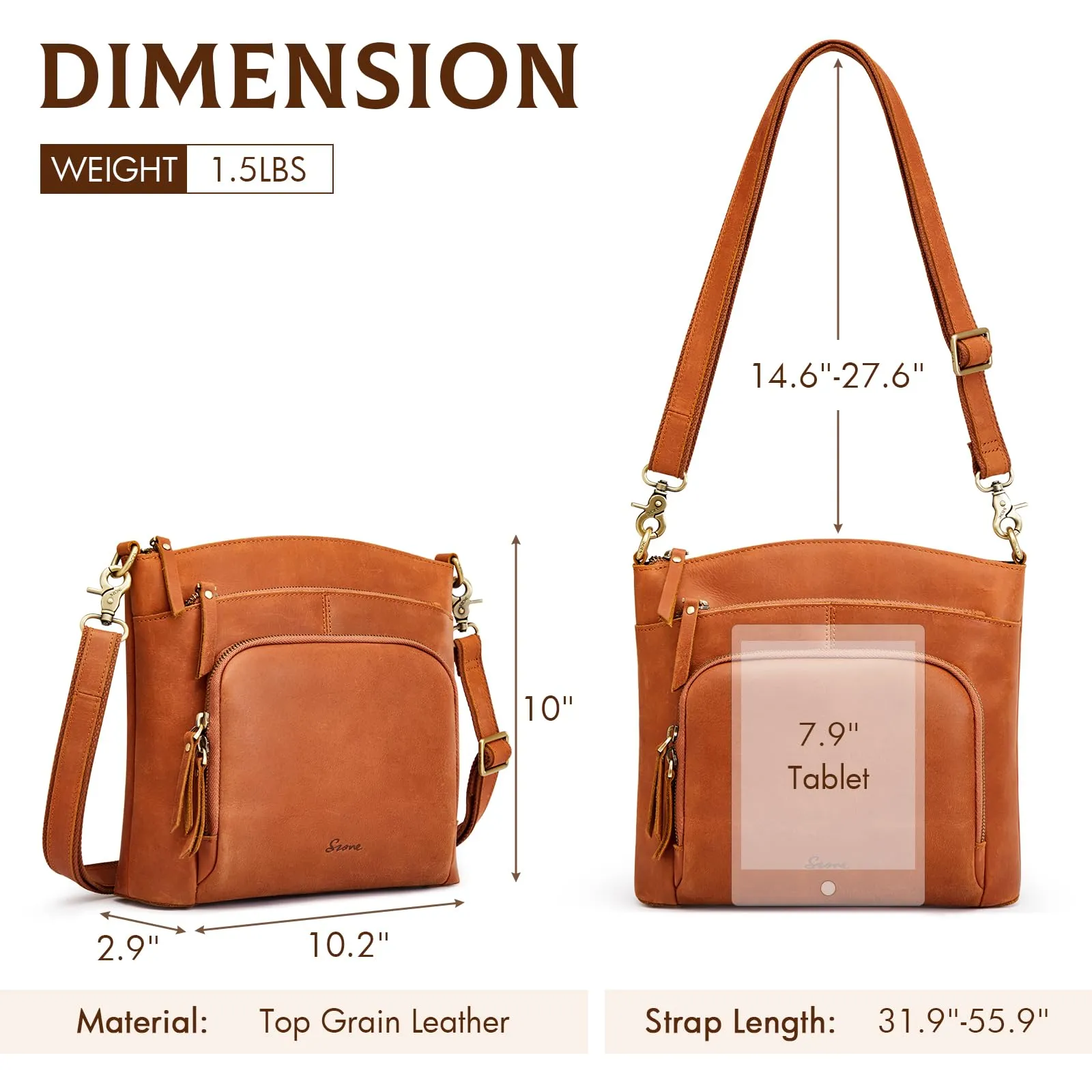 Disenger Genuine Leather Satchel Crossbody Bag