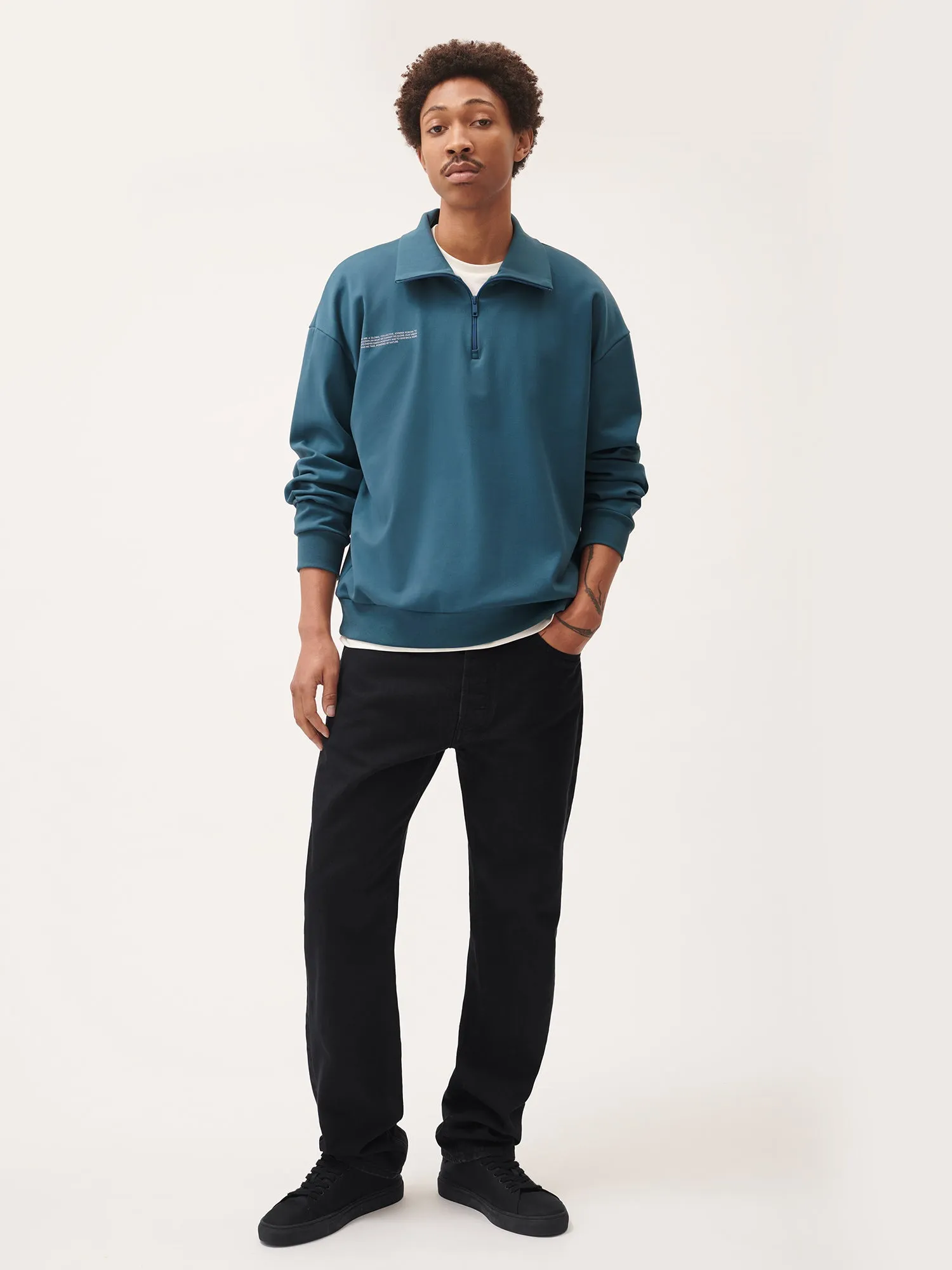 Double Jersey Half Zip Sweatshirt—storm blue