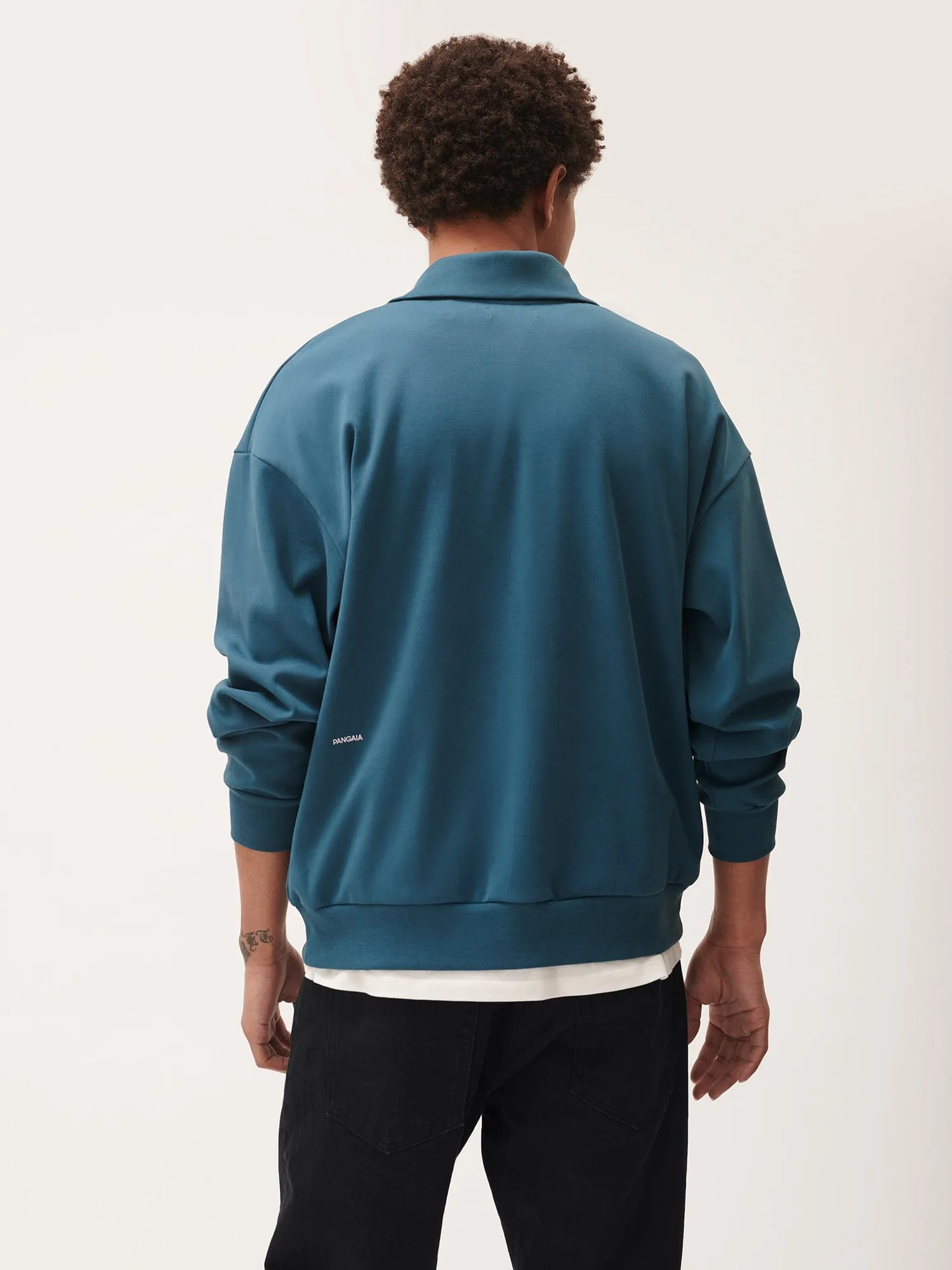 Double Jersey Half Zip Sweatshirt—storm blue