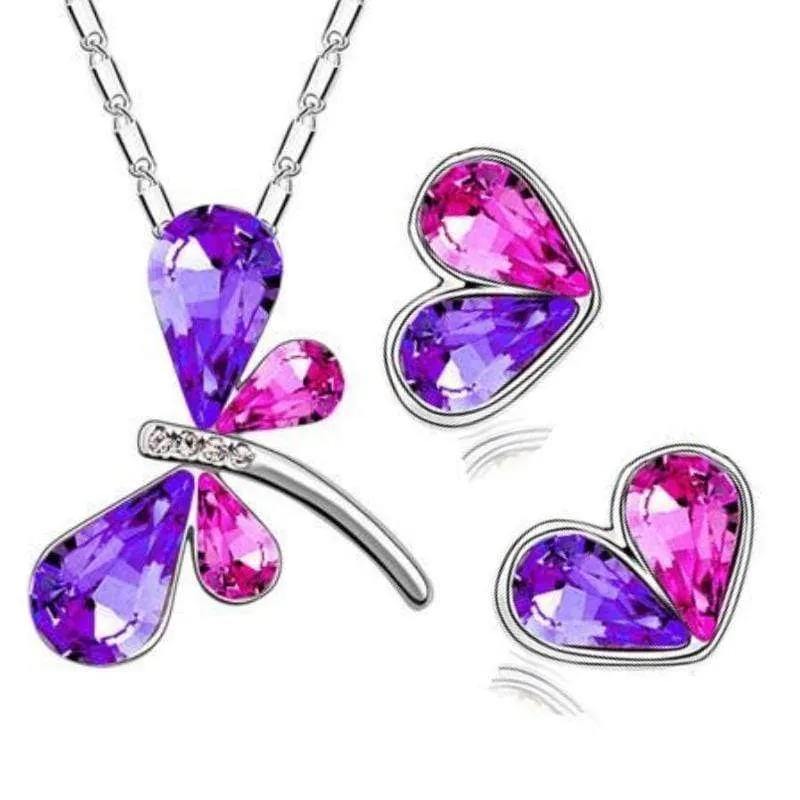 DRAGONFLY Kisses Purple-Pink Gem Set