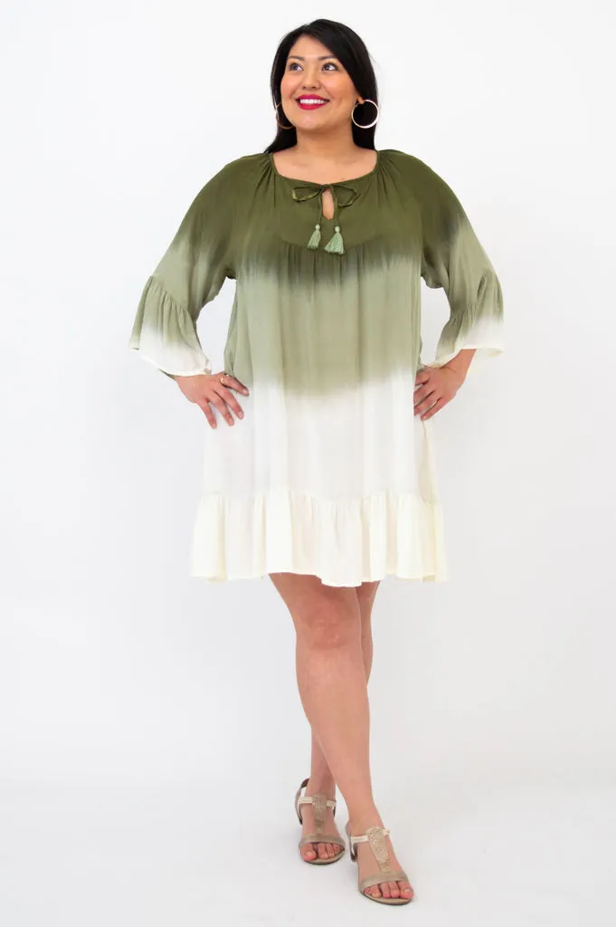 Ellie Dress, Green Dip-Dye